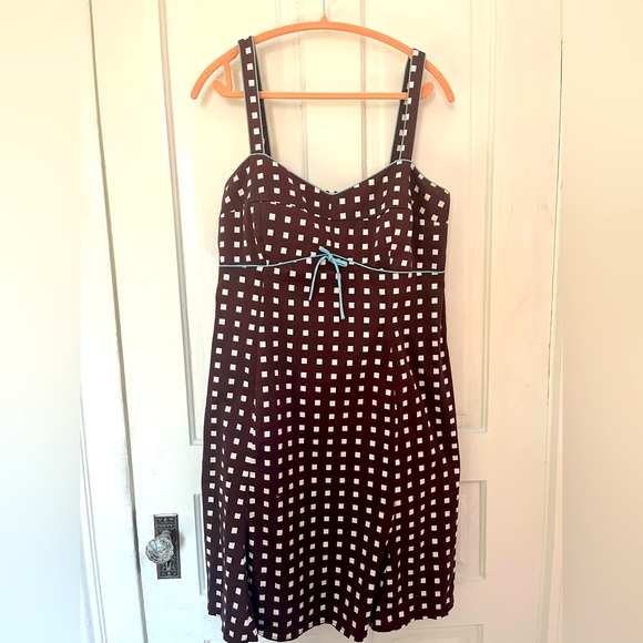 Brown Square Polka Dot R&K Originals Dress Size 14 - Picture 1 of 12